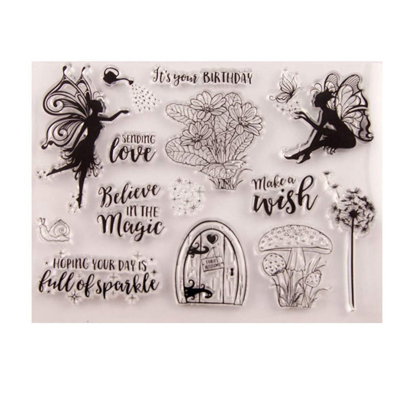 arriettycraft Magic Fairy Mushroom Clear Stamps for Card Making or Journaling, Birthday Wish Dandelion Transparent Silicone Stamps for Journals Scrapbooking Album Decoration - Image 1